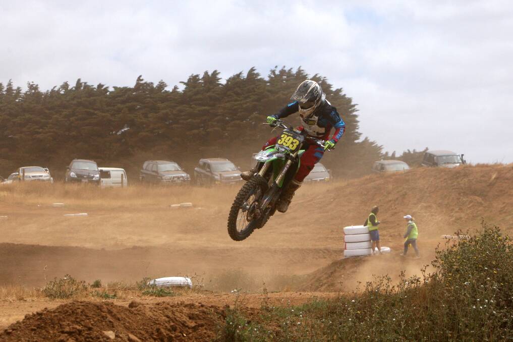 Liam Hildebrand from Portland in the motorcross two-day open at Lake Gillear. Picture: AARON SAWALL