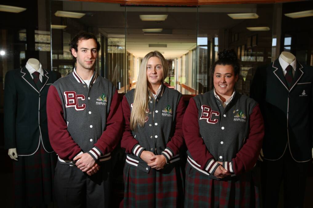 The Standard spoke to year 12 Brauer students Aaron Robson, Amanda Gavin and Laura Sanders about voting in the election for the first time. Picture: DAVE LANGLEY