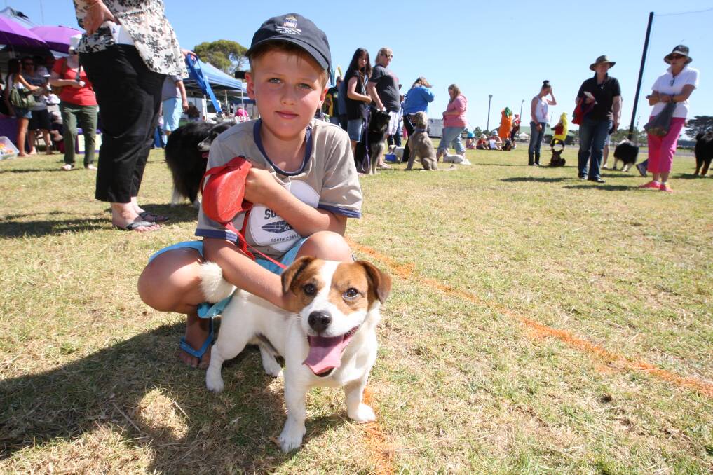 Archie Paton, 9, from Macarhtur with his puppy George.