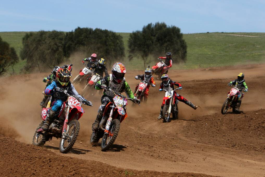 South West Interschool Motocross comp at Lake Gillear - from the left is Jesse Carter from Brauer College, and Ben Reid from Cobden Tech. Picture: AARON SAWALL