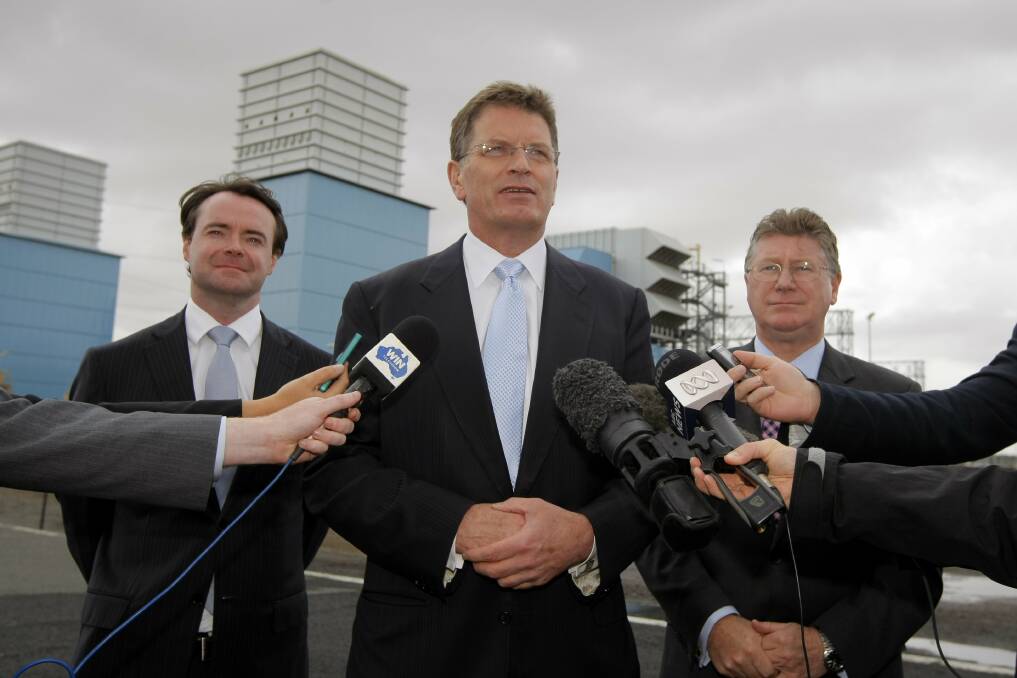 Premier Ted Baillieu talks to the media at the official opening of the Mortlake gas-fired power station.